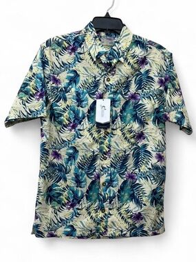 Mens World Wide Sportsman Hawaiian Floral Fishing Shirt size Small